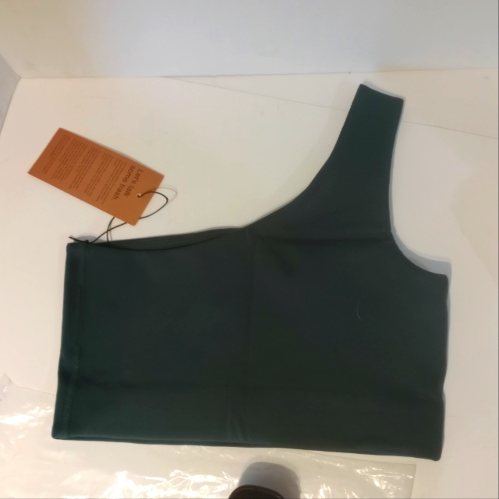 girlfriend collective One-Shoulder Tank Top in Dark Green - Picture 6 of 11